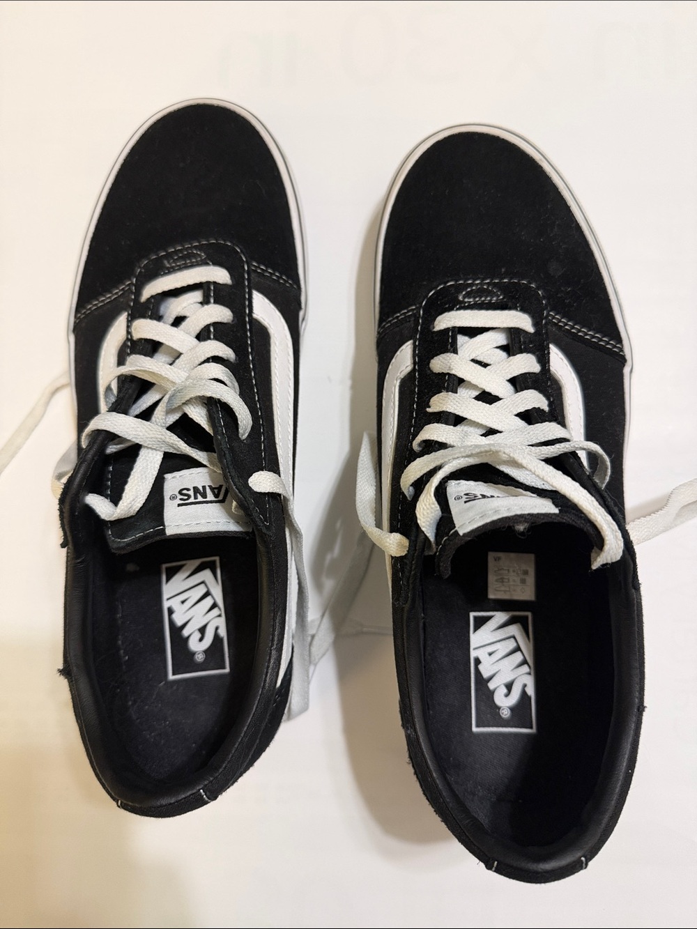 Women’s vans sneakers, size 11, black and white suede